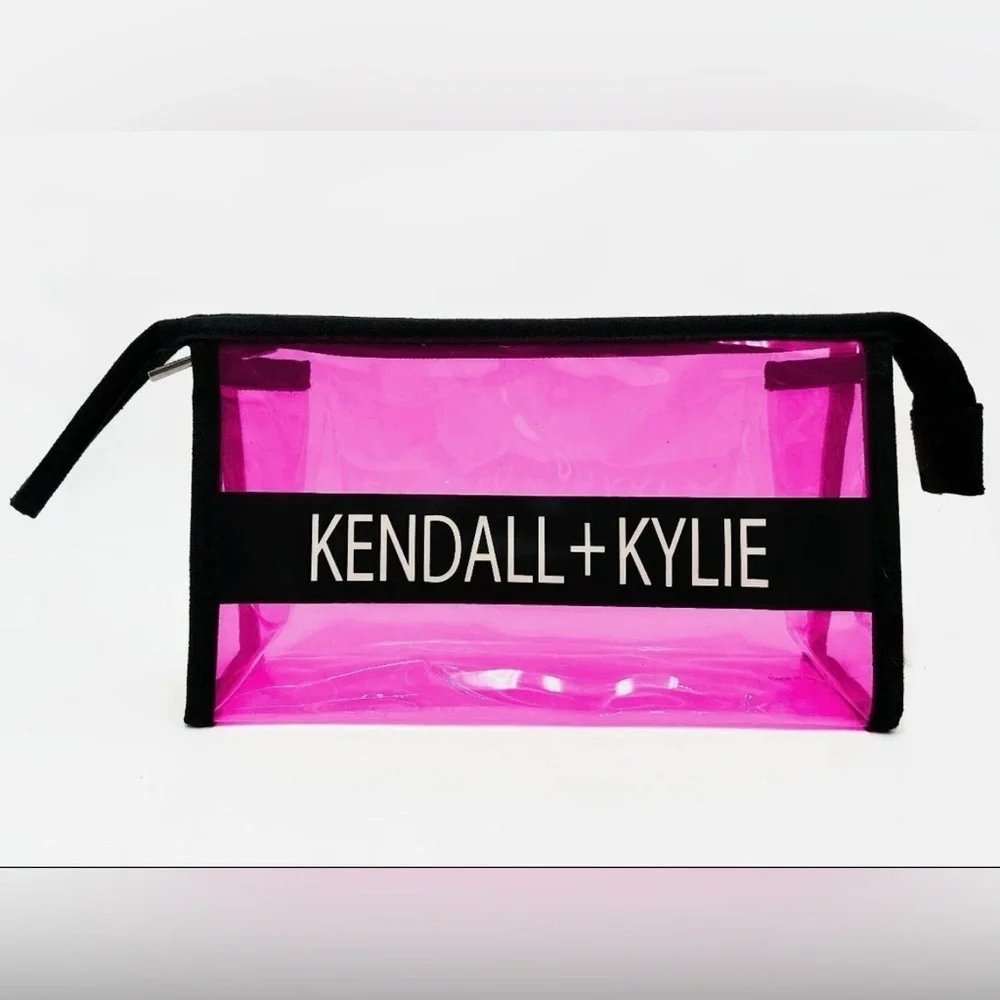Kendall & Kylie Vibrant Transparent Pink Jelly Bag, Cosmetic Bag, Wristlet, NWOT
